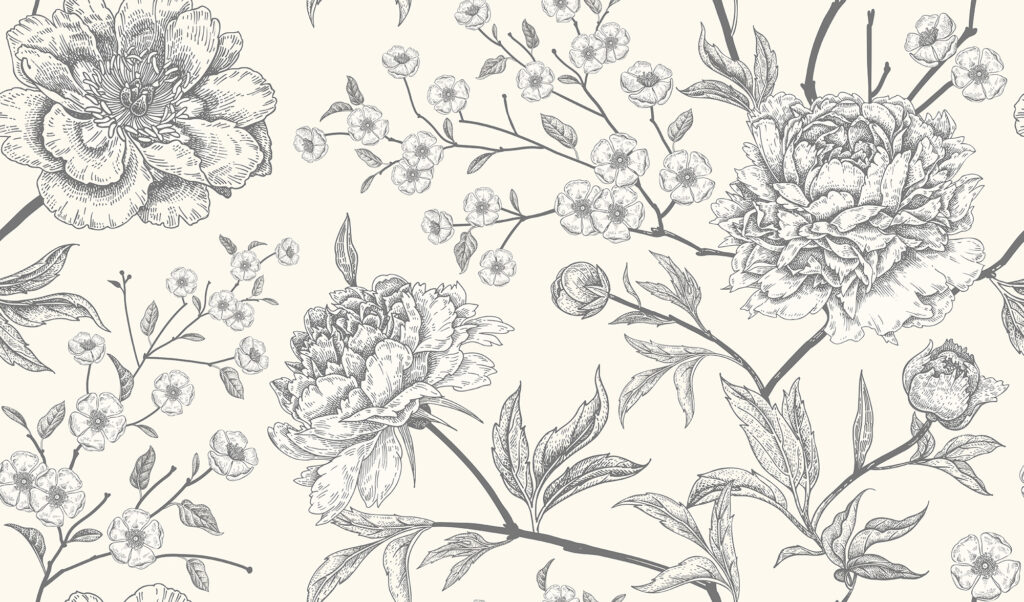 Luxury seamless background with peony flowers.