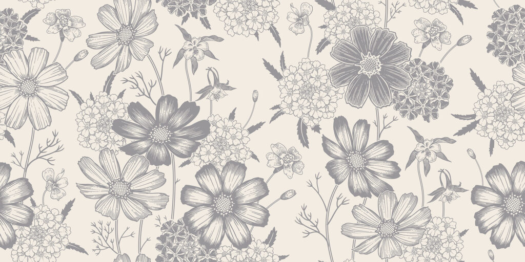 Seamless spring floral pattern. Vintage vector.